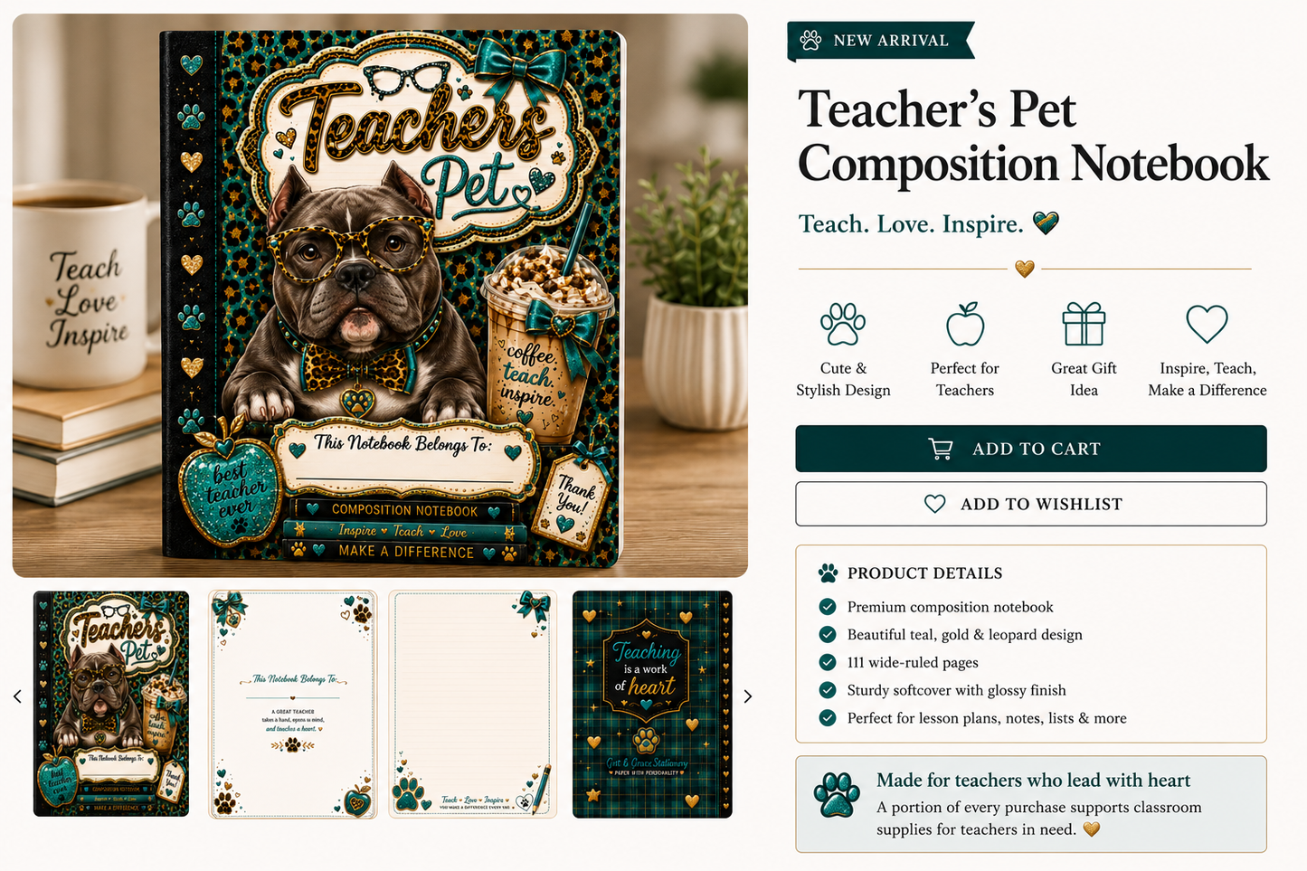 Teacher's Pet American Bully Digital Composition Notebook