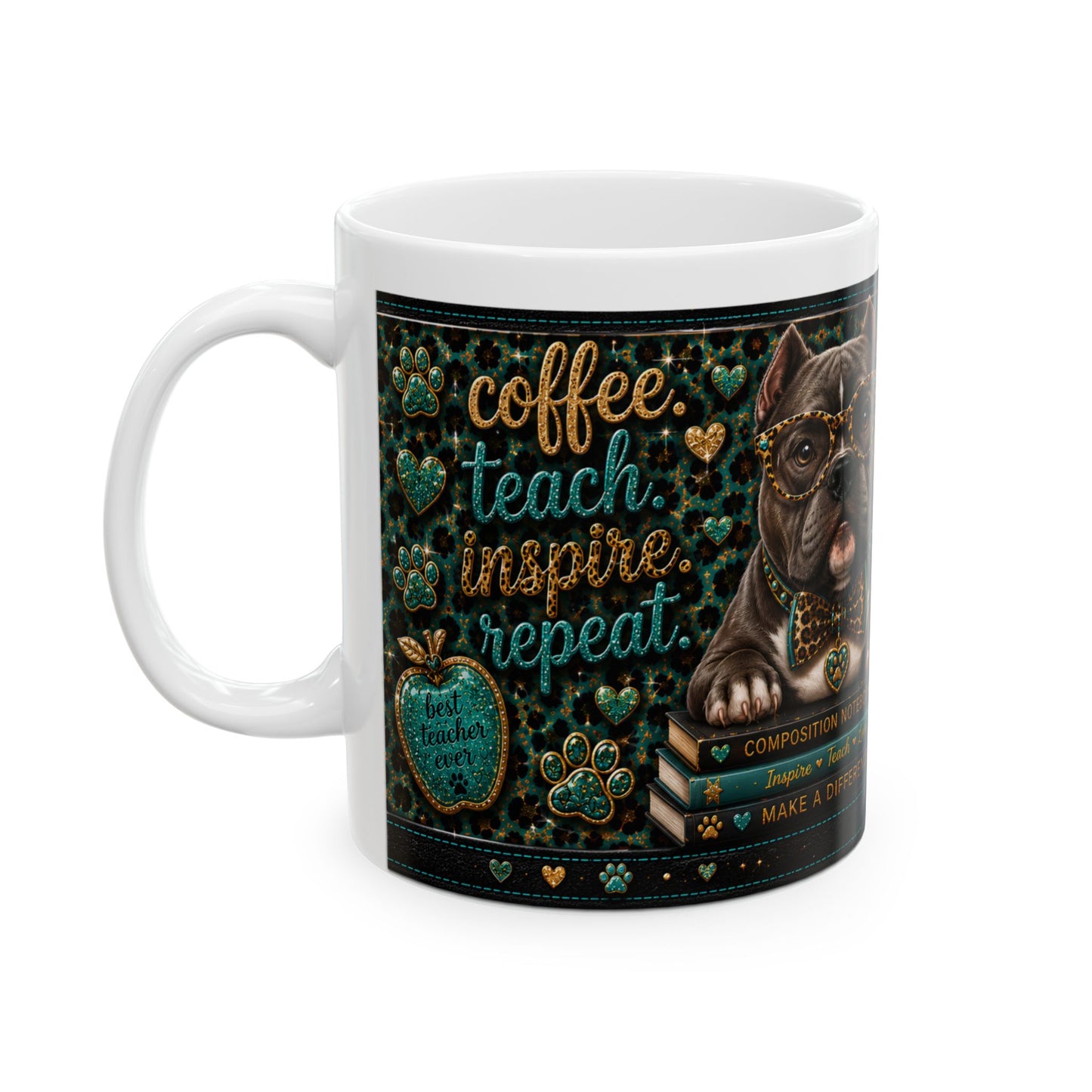 Teacher Mug with American Bully Design – Cute Classroom Coffee Cup (11oz & 15oz)
