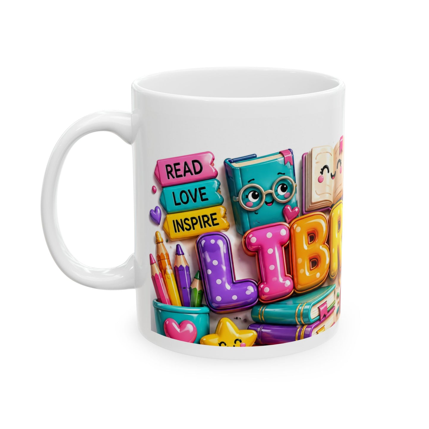 Library Love Ceramic Mug — Colorful Reading & Books Lover Gift (11oz/15oz)