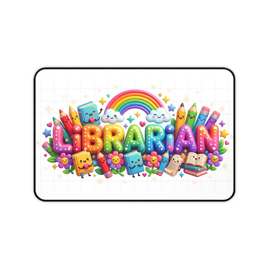 Librarian Desk Mat — Colorful Cute Rainbow Book Lover Mouse Pad
