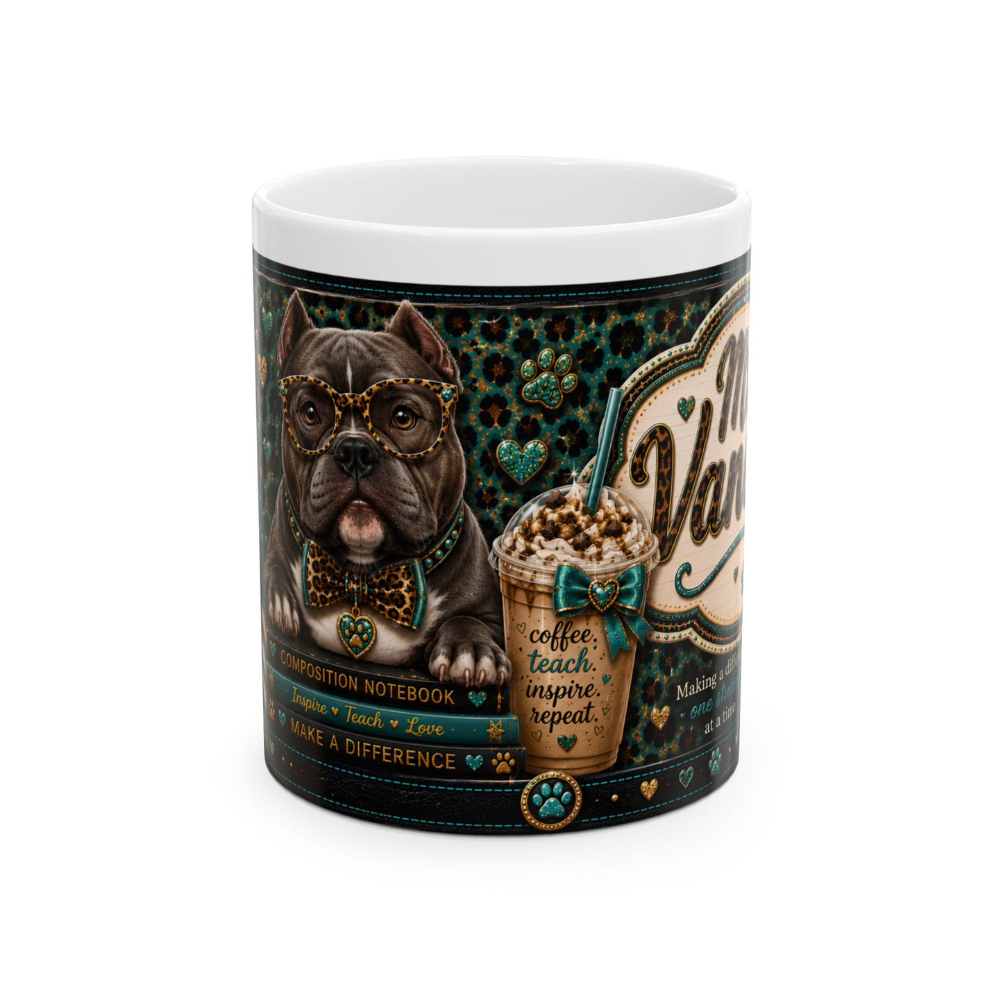 Teacher Mug with American Bully Design – Cute Classroom Coffee Cup (11oz & 15oz)