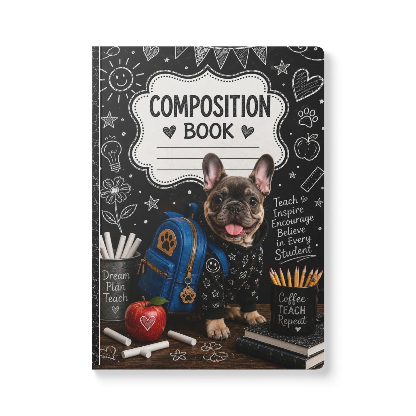 Printed Pet French Boy Composition Notebook