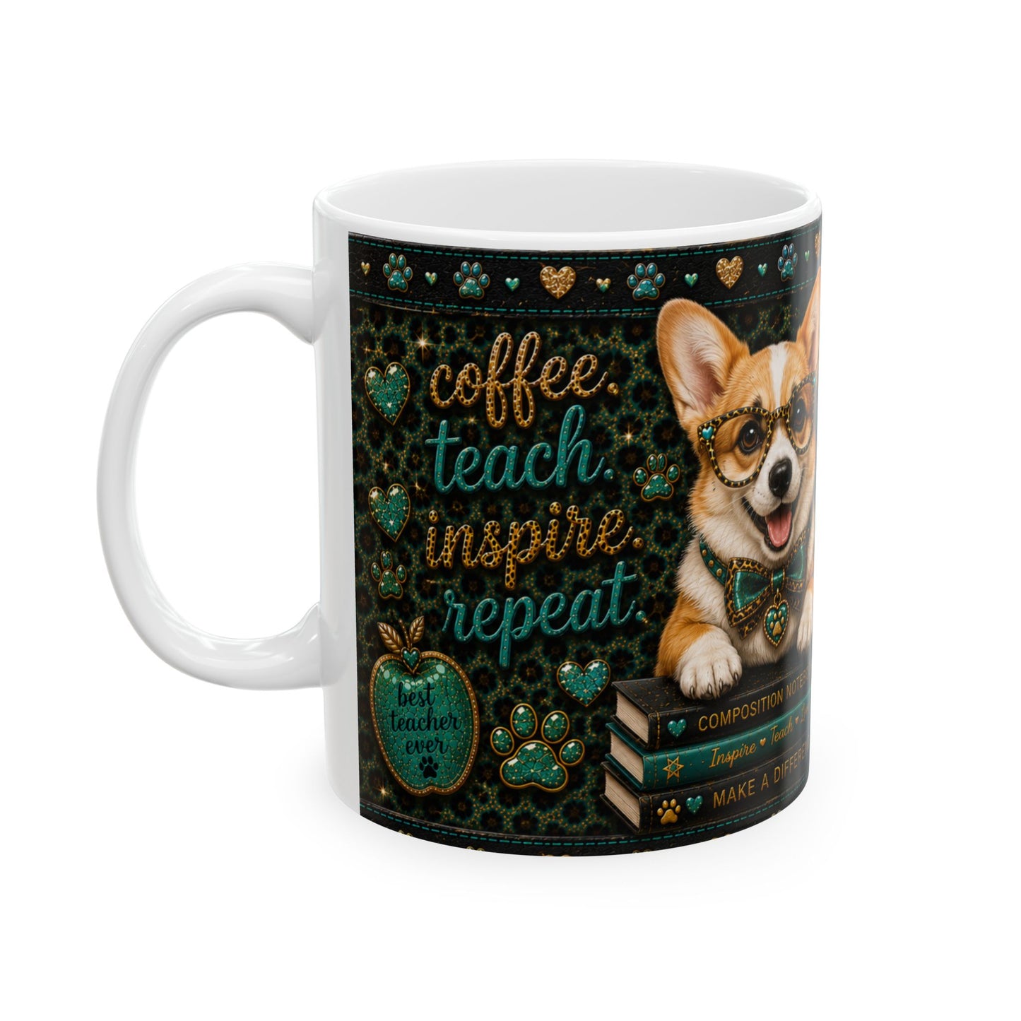 Corgi Teacher Ceramic Mug — 'The Vibe' Cute School Coffee Cup (11oz/15oz)