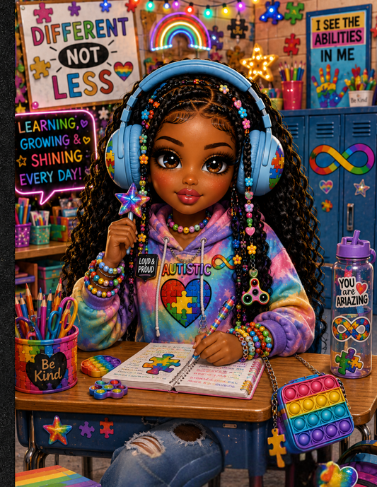 Autism Popit Girl Digital Composition Notebook Covers