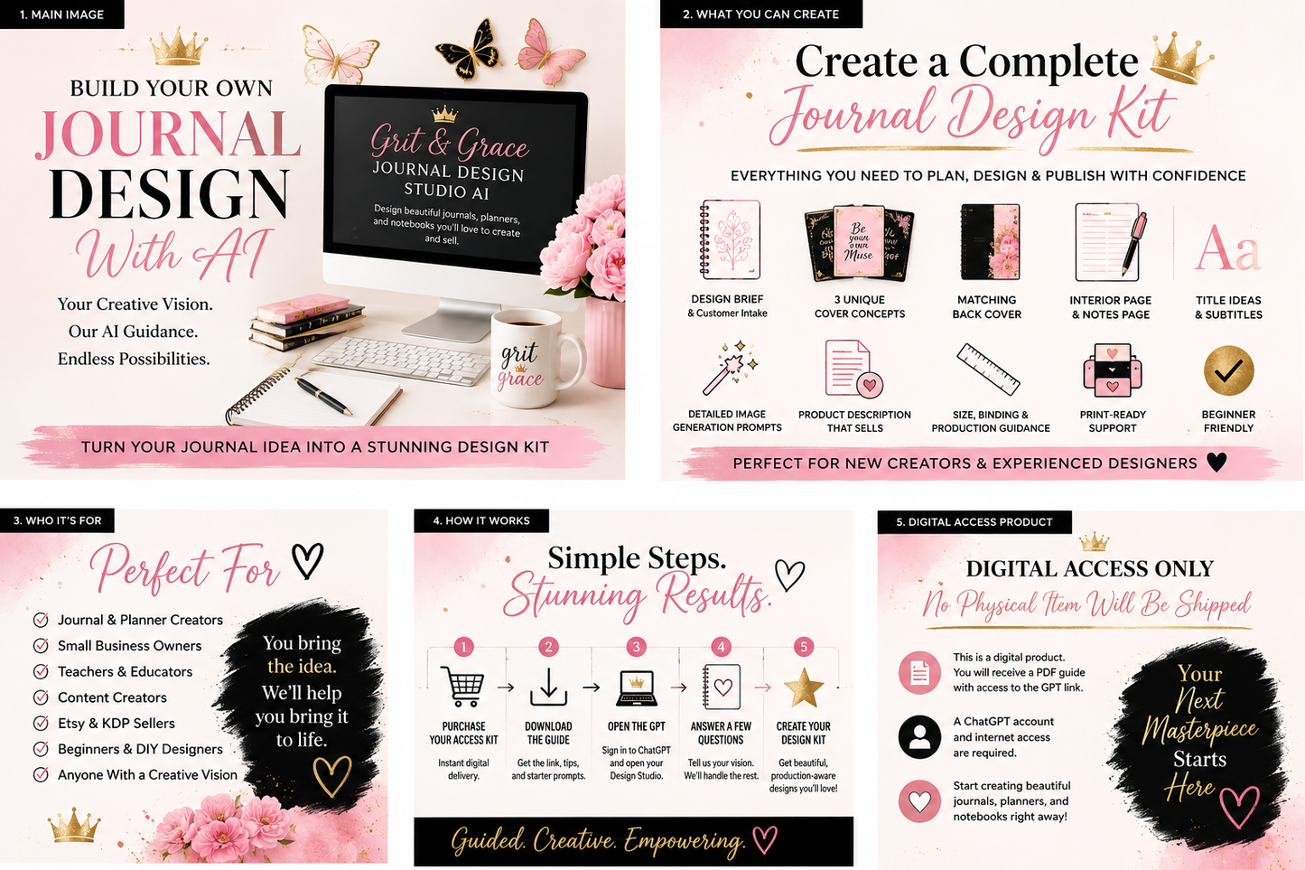 Grit & Grace Journal Design Studio AI Access Kit