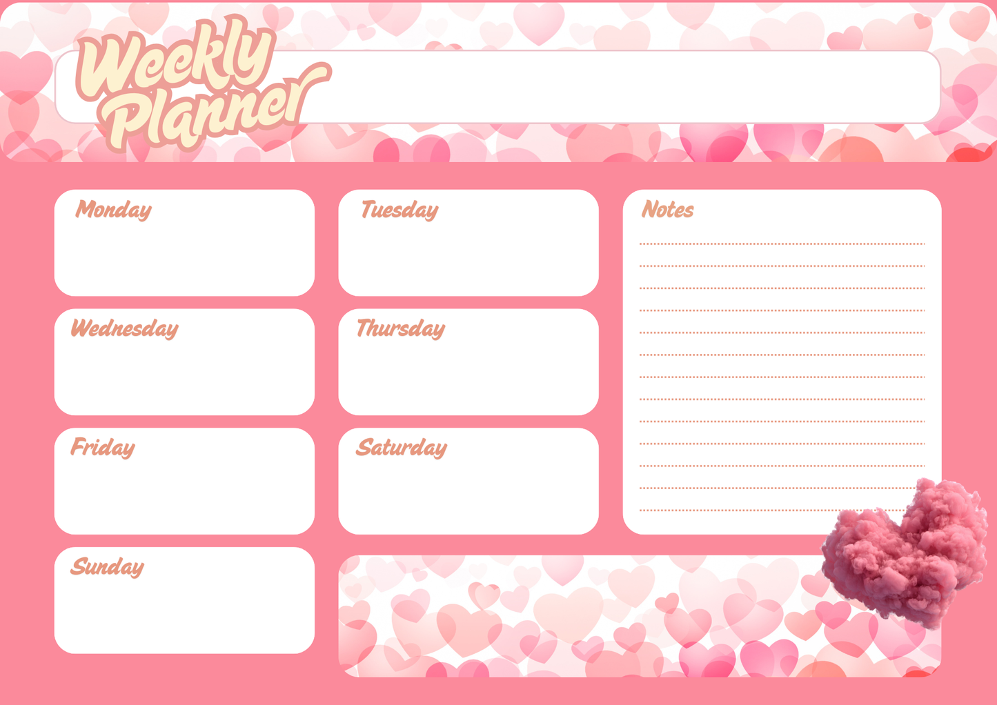 Hearts Weekly Planner