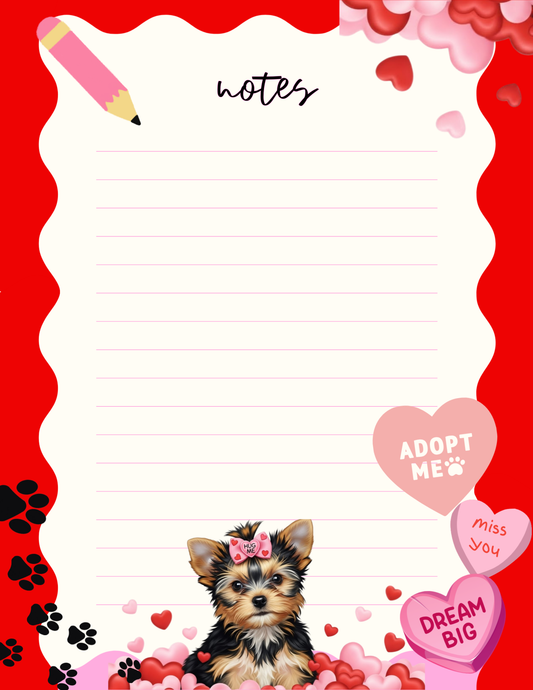 Yorkie Valentine's Notepad