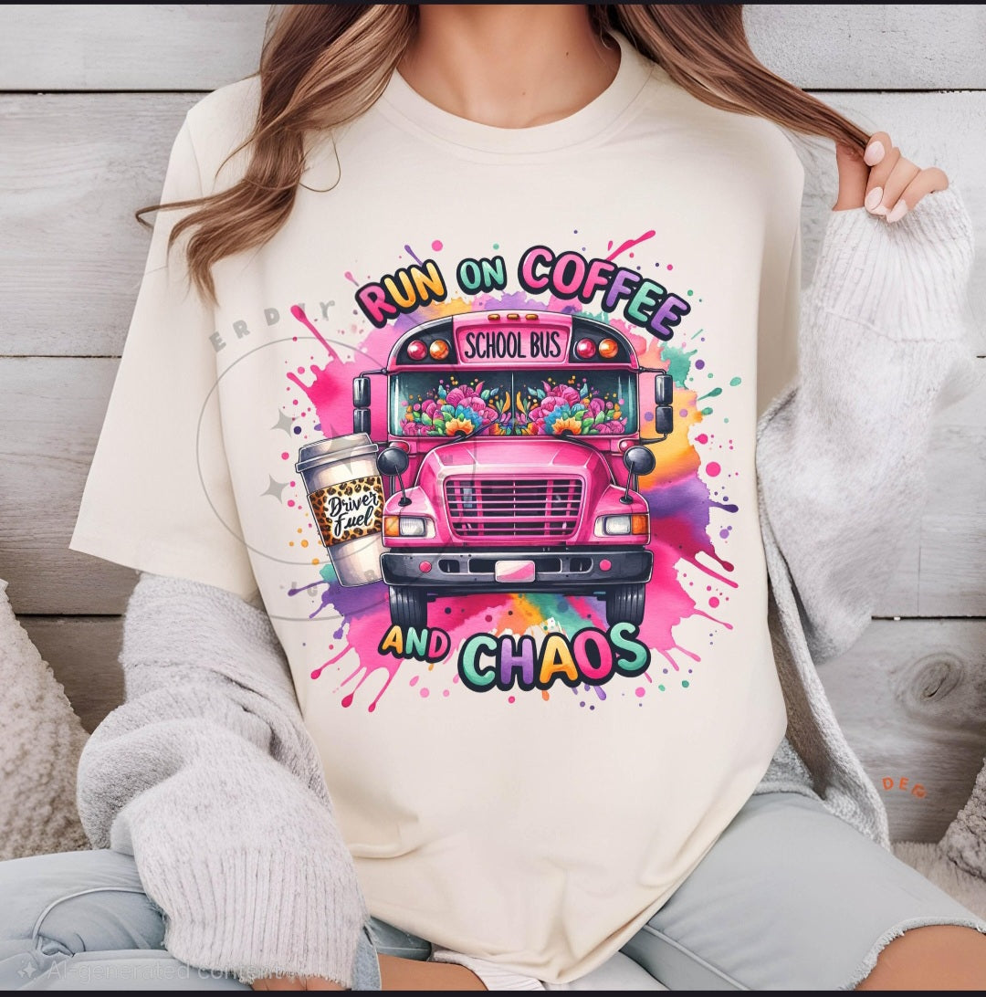 I Run On Coffee And Chaos  Bus Shirt