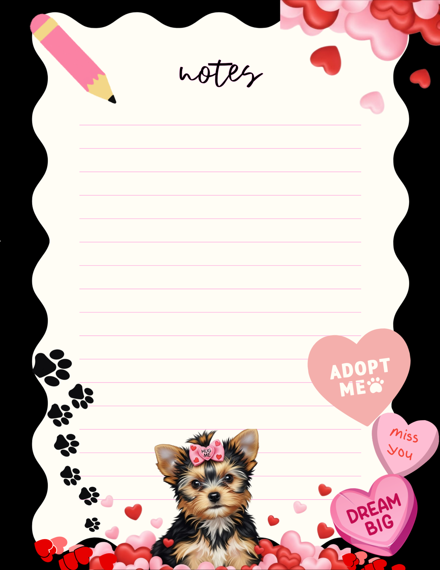 Yorkie Valentine's Notepad