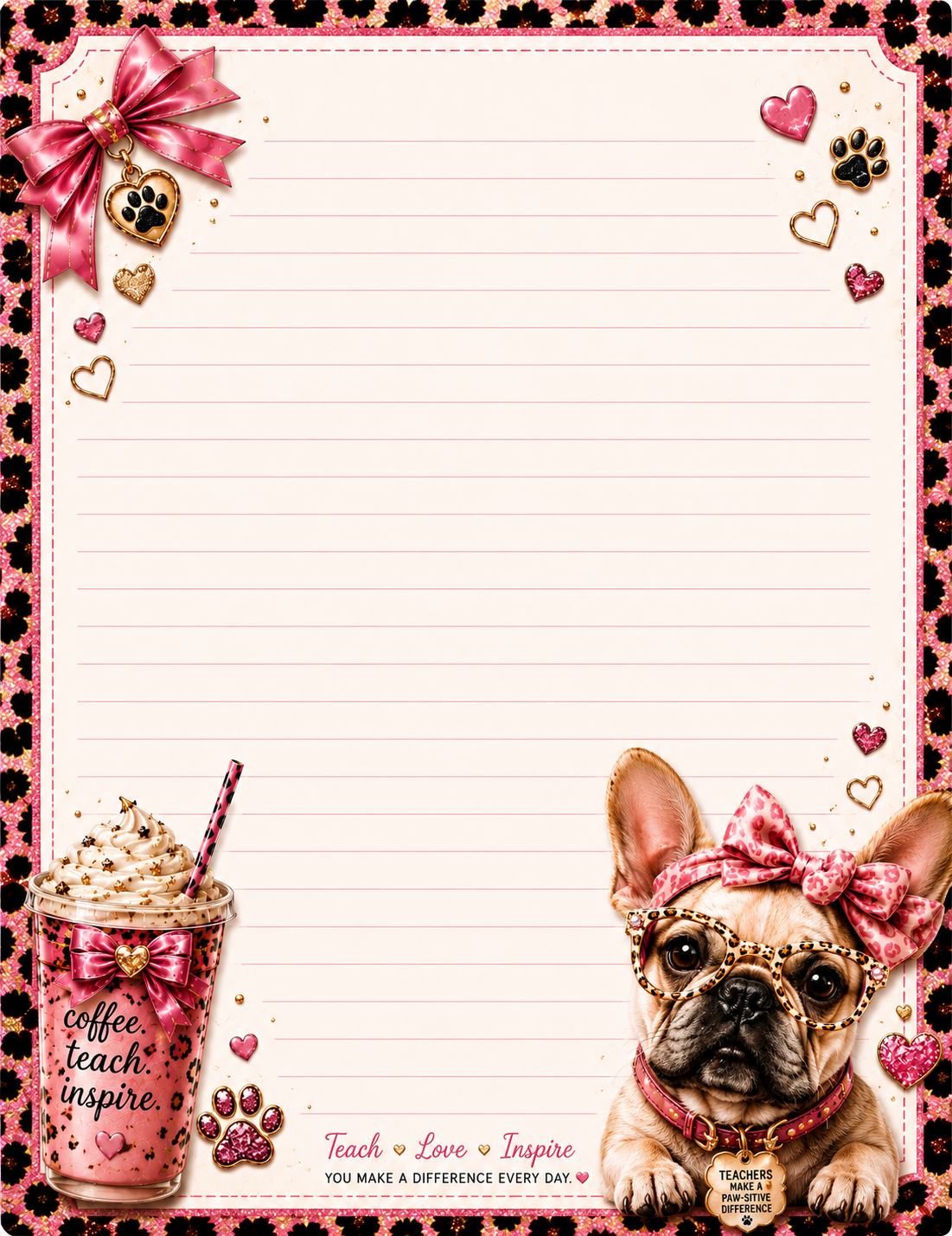 Teacher's Pet Girl Frenchie Digital Composition Notebook