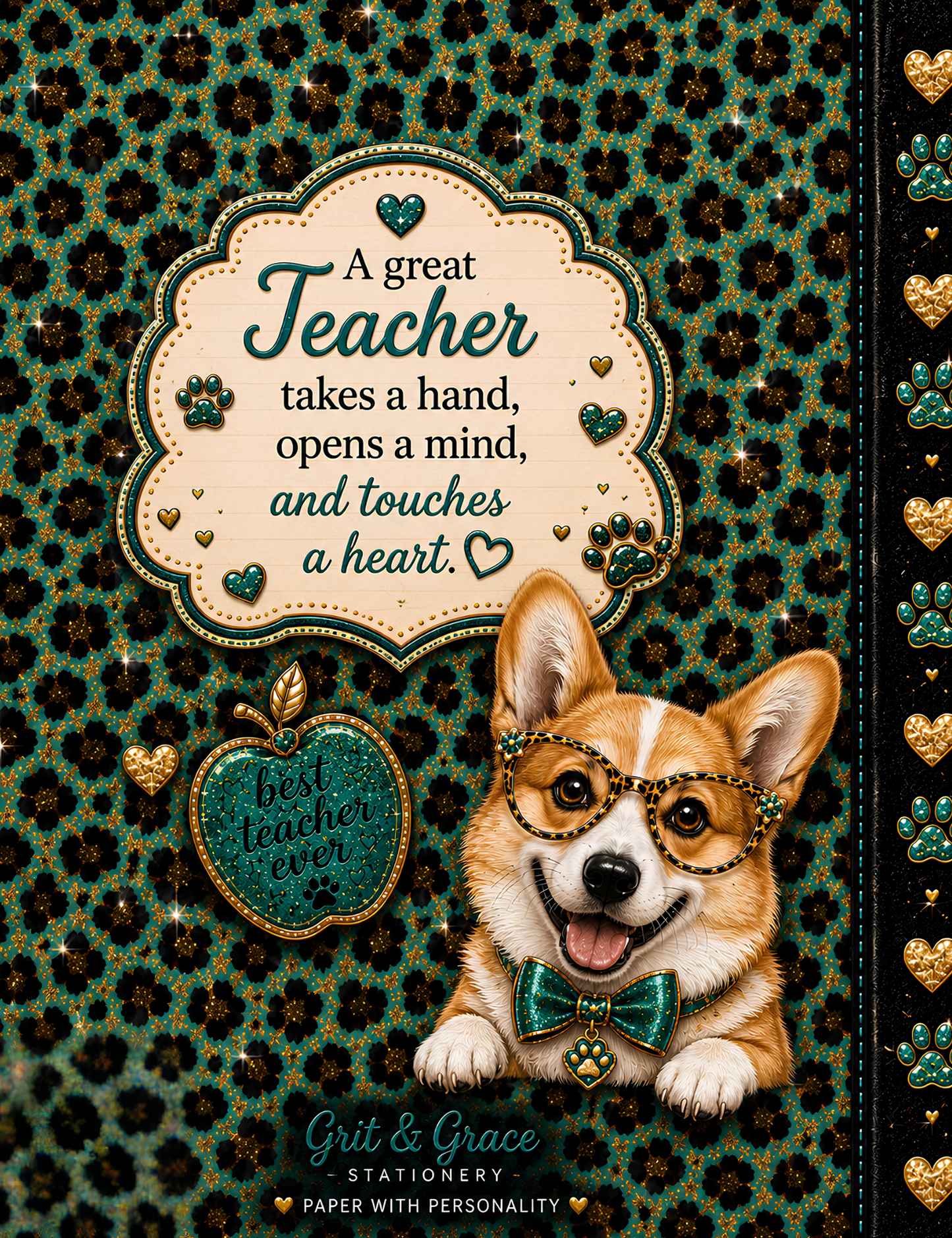 Printed Teacher's Pet Corgi Composition Notebook