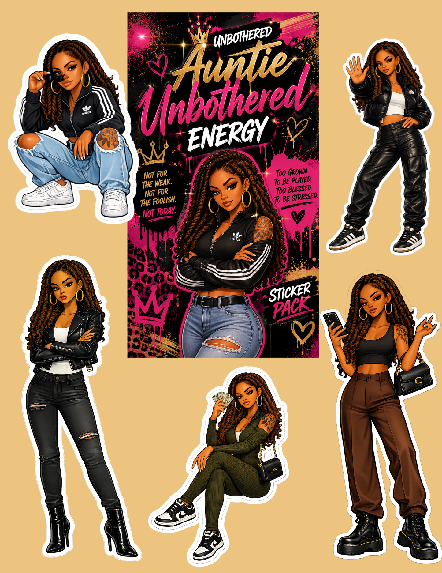 Unbothered Auntie Digital Sticker Pack